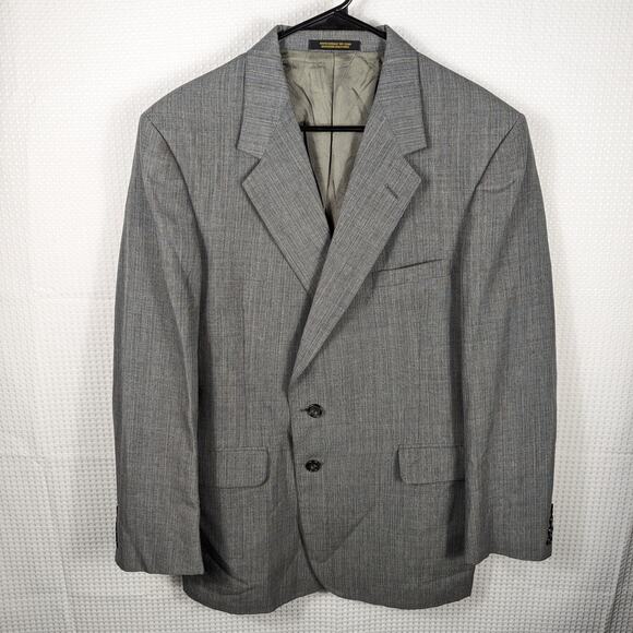 Evan Picone 46R Gray Glen Check Wool Blazer Men 2 Button 1980s Vintage Jacket - Picture 1 of 5
